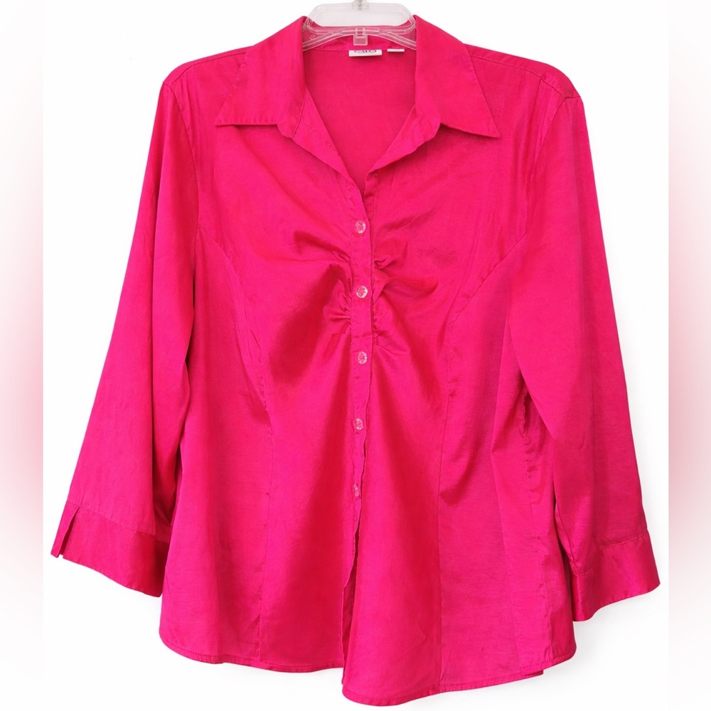 Cato Hot Pink button-down blouse satin shiny size 18/20